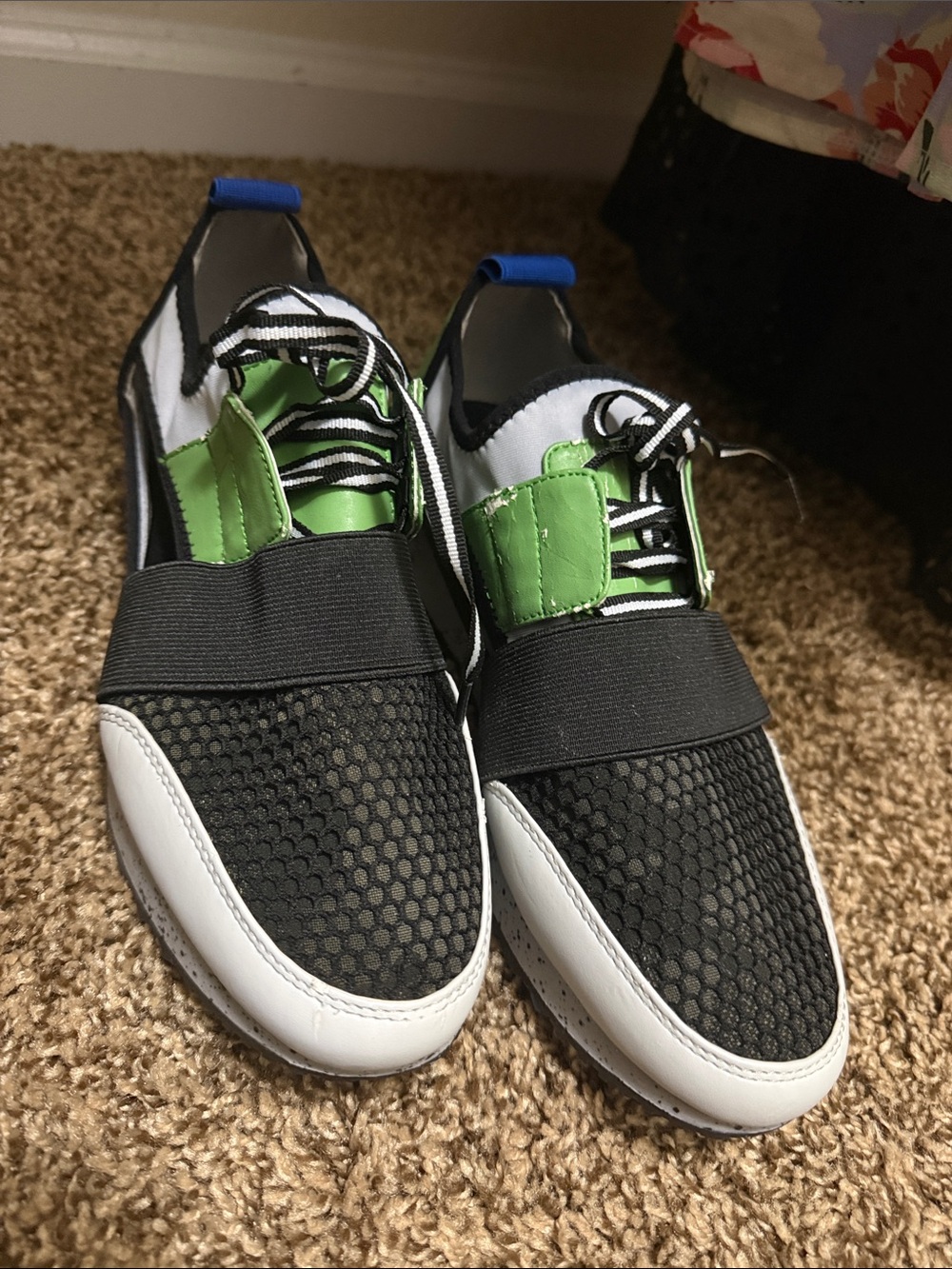Steve Madden Black, White & Green Women's Slip-On Sneakers